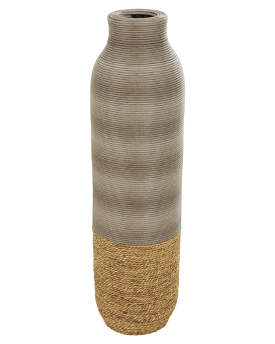 Peyton Lane Seagrass Handmade Ribbed Vase In Brown
