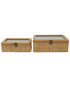 Peyton Lane Set Of 2 Rattan Handmade Woven Boxes In Brown