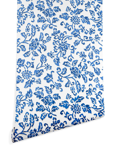 Deny Designs Wagner Campelo Chinese Flowers 5 Wallpaper In Blue