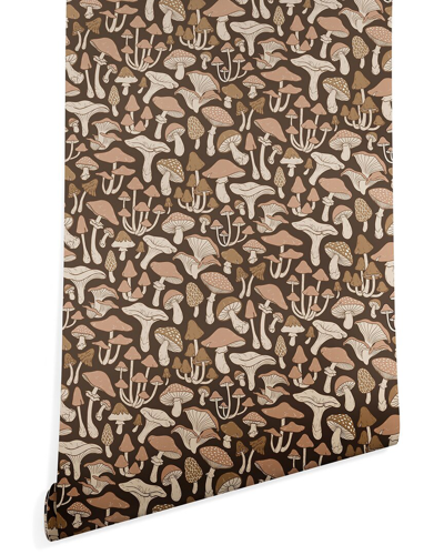 Deny Designs Avenie Neutral Mushrooms Wallpaper In Brown