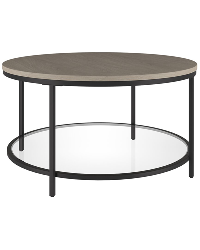 Abraham + Ivy Sevilla 32in Round Coffee Table With Glass Shelf In Grey