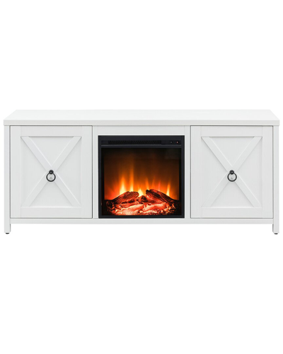Abraham + Ivy Granger Rectangular Tv Stand With Log Fireplace For Tvs Up To  65in In White