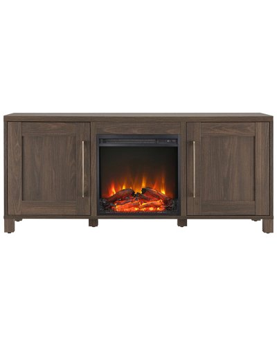 Abraham + Ivy Chabot Rectangular Tv Stand With Log Fireplace For Tvs Up To  65in