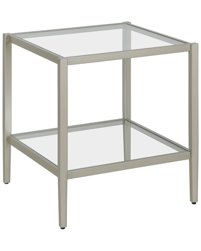 Abraham + Ivy Hera 20in Square Side Table With Glass Shelf
