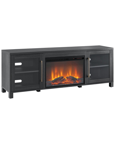 Abraham + Ivy Quincy Rectangular Tv Stand With 26in Log Fireplace For Tvs Up  To 75in
