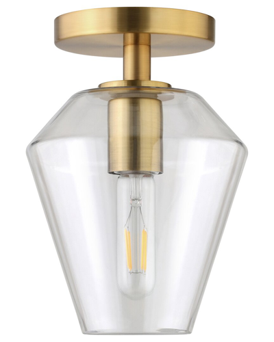 Abraham + Ivy Remy 7in Wide Semi Flush Mount With Glass Shade In Brass
