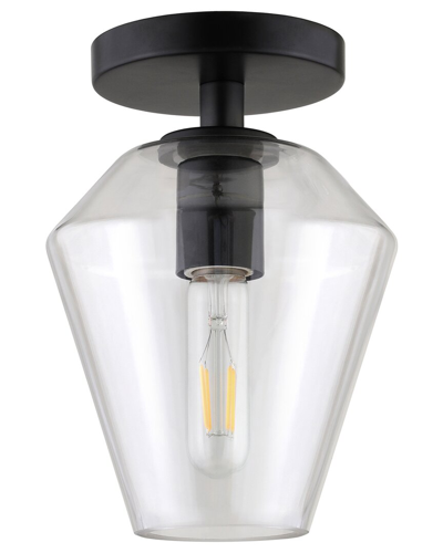 Abraham + Ivy Remy 7in Wide Semi Flush Mount With Glass Shade In Black