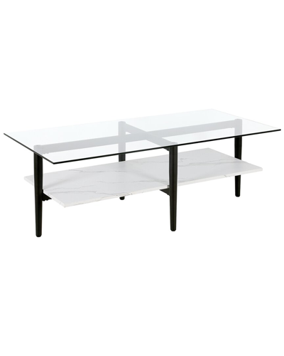 Abraham + Ivy Otto 47in Rectangular Coffee Table With Faux Marble Shelf