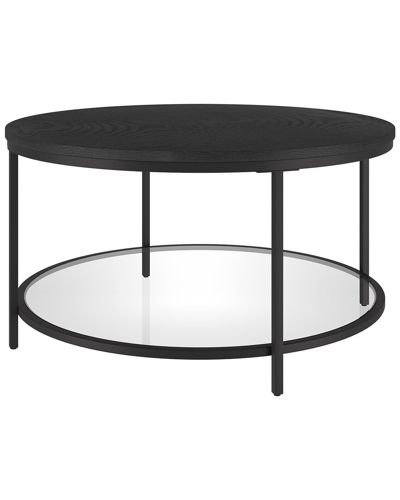 Abraham + Ivy Sevilla 32in Round Coffee Table With Glass Shelf In Black