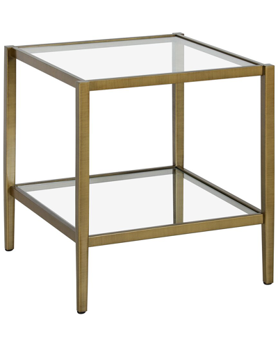 Abraham + Ivy Hera 20in Square Side Table With Glass Shelf