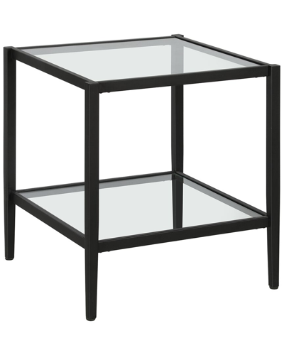 Abraham + Ivy Hera 20in Square Side Table With Glass Shelf