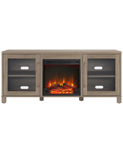Abraham + Ivy Quincy Rectangular Tv Stand With Log Fireplace For Tvs Up To  65in In Brown