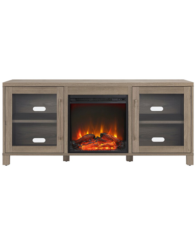 Abraham + Ivy Quincy Rectangular Tv Stand With Log Fireplace For Tvs Up To 65in In Brown