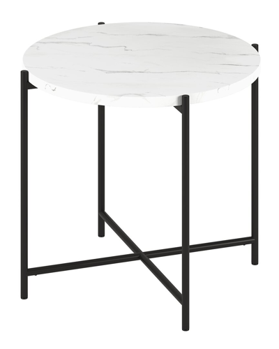 Abraham + Ivy Loretta 23.63in Round Side Table With Faux Marble Top
