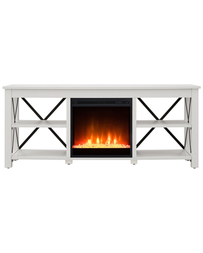 Abraham + Ivy Sawyer Rectangular Tv Stand With Crystal Fireplace For Tvs Up To  65in