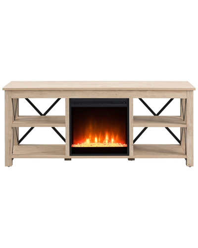 Abraham + Ivy Sawyer Rectangular Tv Stand With Crystal Fireplace For Tvs Up To  65in