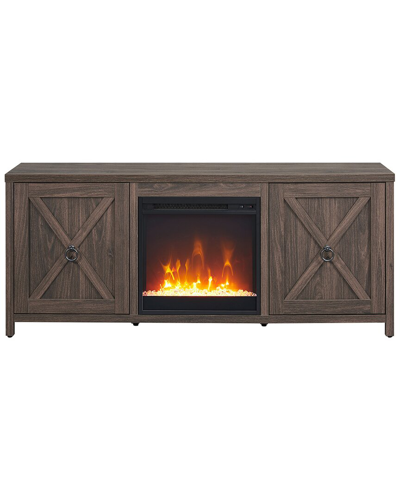Abraham + Ivy Granger Rectangular Tv Stand With Crystal Fireplace For Tvs Up  To 65in In Brown