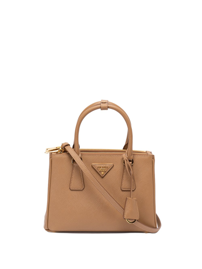 Prada Galleria` Saffiano Leather Handbag In Brown