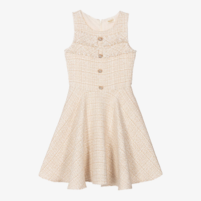 David Charles Kids' Girls Gold Sleeveless Tweed Dress