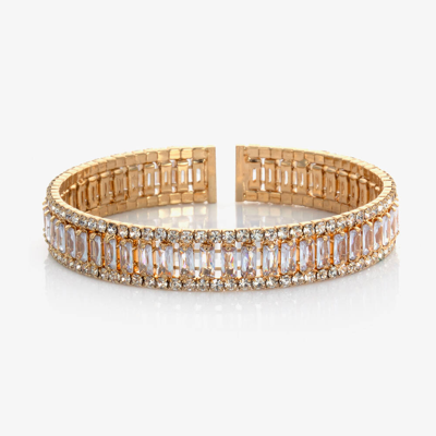 David Charles Kids' Girls Gold Metal Crystal Bracelet