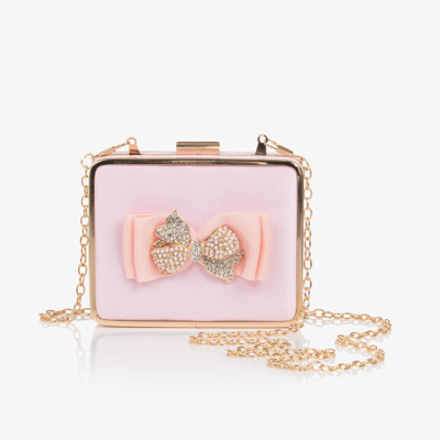 David Charles Kids' Girls Pink Satin Bow Handbag (12cm)