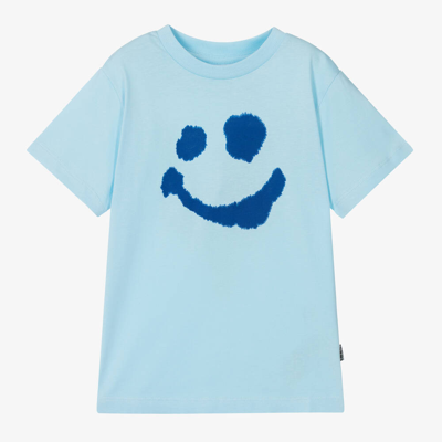Molo Babies' Boys Blue Smiling Face Cotton T-shirt