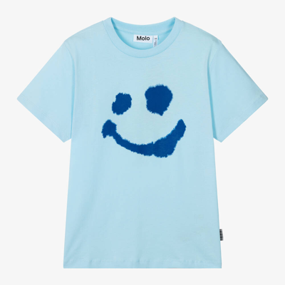 Molo Teen Boys Blue Smiling Face T-shirt