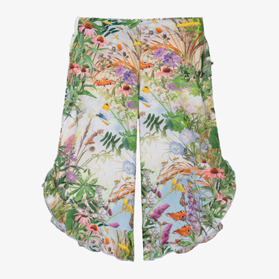 Molo Kids' Girls Green Floral Beach Trousers