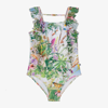 MOLO GIRLS GREEN FLORAL SWIMSUIT (UPF50+)