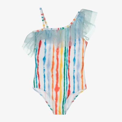 Molo Babies' Girls Rainbow Stripe Swimsuit (upf50+) In White