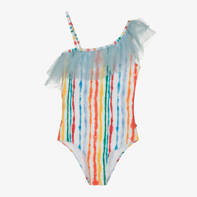 Molo Teen Girls Stripe Tulle Swimsuit (upf 50+) In Multicolor