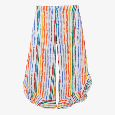 Molo Teen Girls Rainbow Stripe Beach Trousers In White