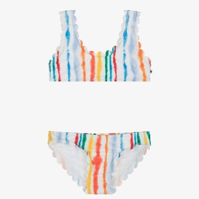 Molo Babies' Girls Rainbow Stripe Bikini (upf50+) In White