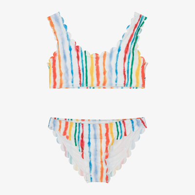 Molo Teen Girls Rainbow Stripe Bikini (upf50+) In White