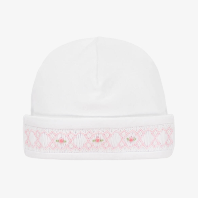 Kissy Kissy Baby Girls White Pima Cotton Smocked Summer Hat