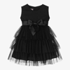 PHI CLOTHING GIRLS BLACK TULLE TIERED DRESS