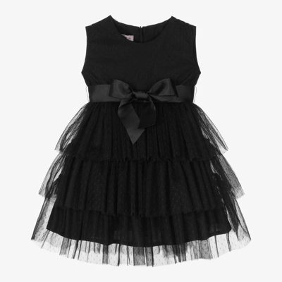 Phi Clothing Babies' Girls Black Tulle Tiered Dress
