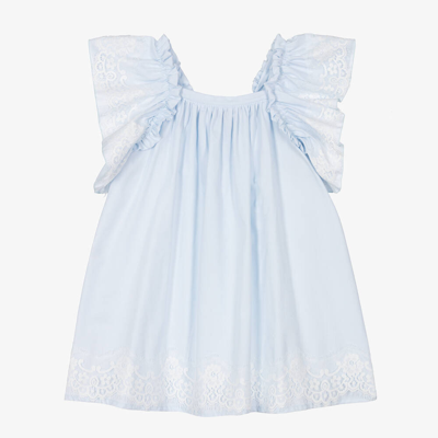 Phi Clothing Babies' Girls Light Blue Flutter Lace Dress
