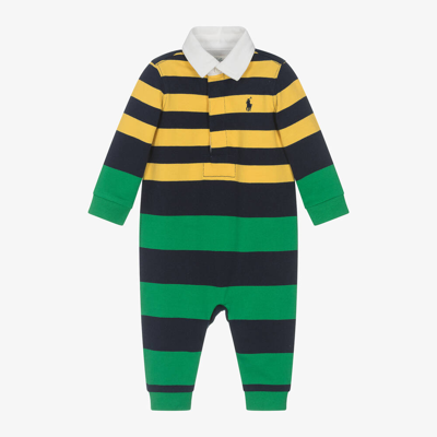 Ralph Lauren Baby Boys Green Striped Polo Romper