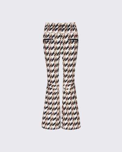 Perfect Moment Aurora High Waist Flared Pants In Houndstooth-white-pepper-brown-sugar