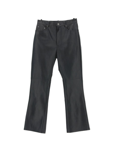 Balenciaga Kick-flare Cropped Leather Trousers In Black