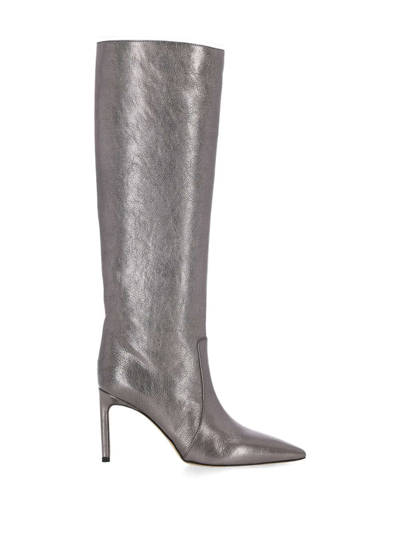 Bettina Vermillon Metallic Knee-high Boots In Steel