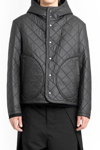 Craig Green Quilted Black Down Jacket With Fixed Hood In Black