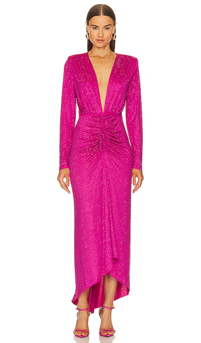 Veronica Beard Kiah Embellished Plunge-neck Fit-and-flare Maxi Dress In Pink