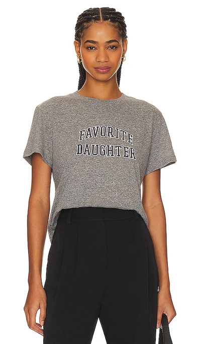 Favorite Daughter Cropped Collegiate Tee In Grey & Navy