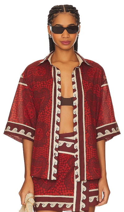 Johanna Ortiz Red Paisley Situation Cotton Shirt