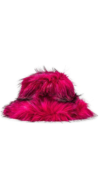 Adrienne Landau Faux Racoon Hat In Fuchsia