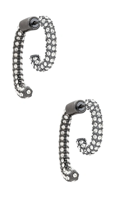 Demarson Mini Luna Earrings In Shiny Gunmetal & Pave