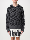 Rhude Zebra Stripe Wool & Cashmere Sweater Hoodie In Black