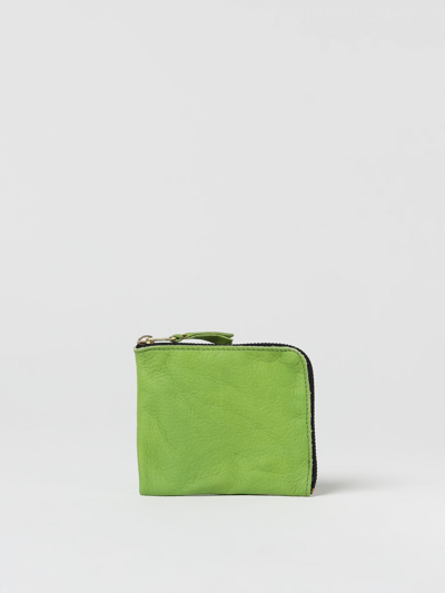 Comme Des Garçons Comme Des Garcons Green Washed Foiled-branding Leather Wallet